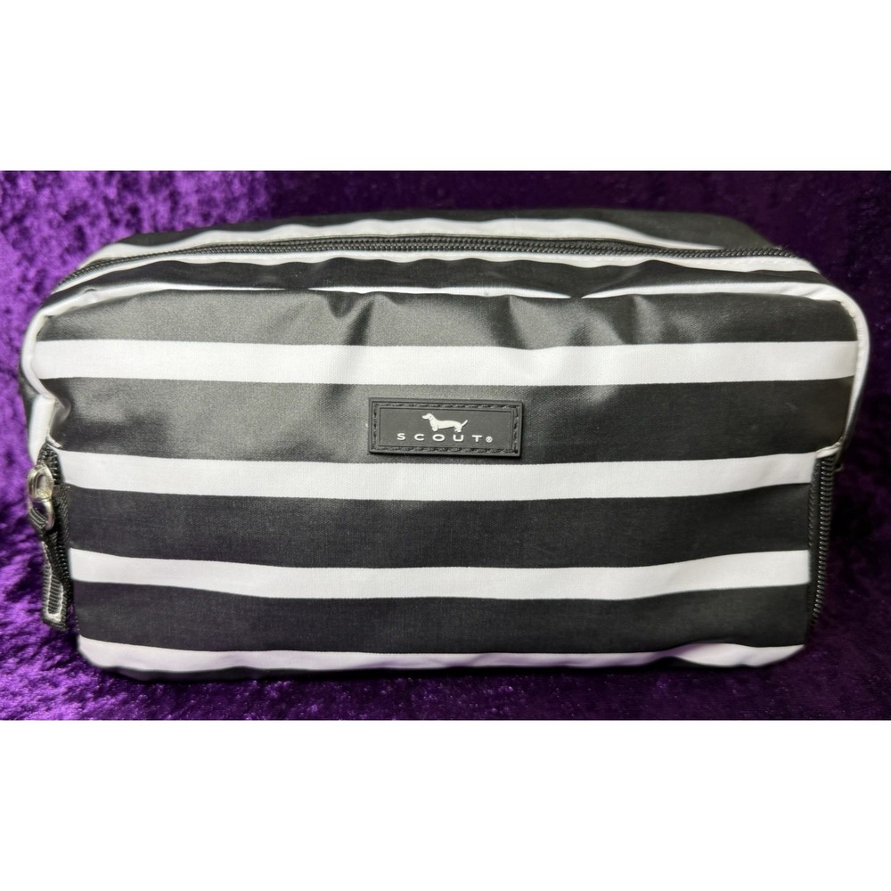 Scout Bag 3 Zip Toiletry Bag‎ FLEETWOOD BLACK Black White Medium Cosmetics
